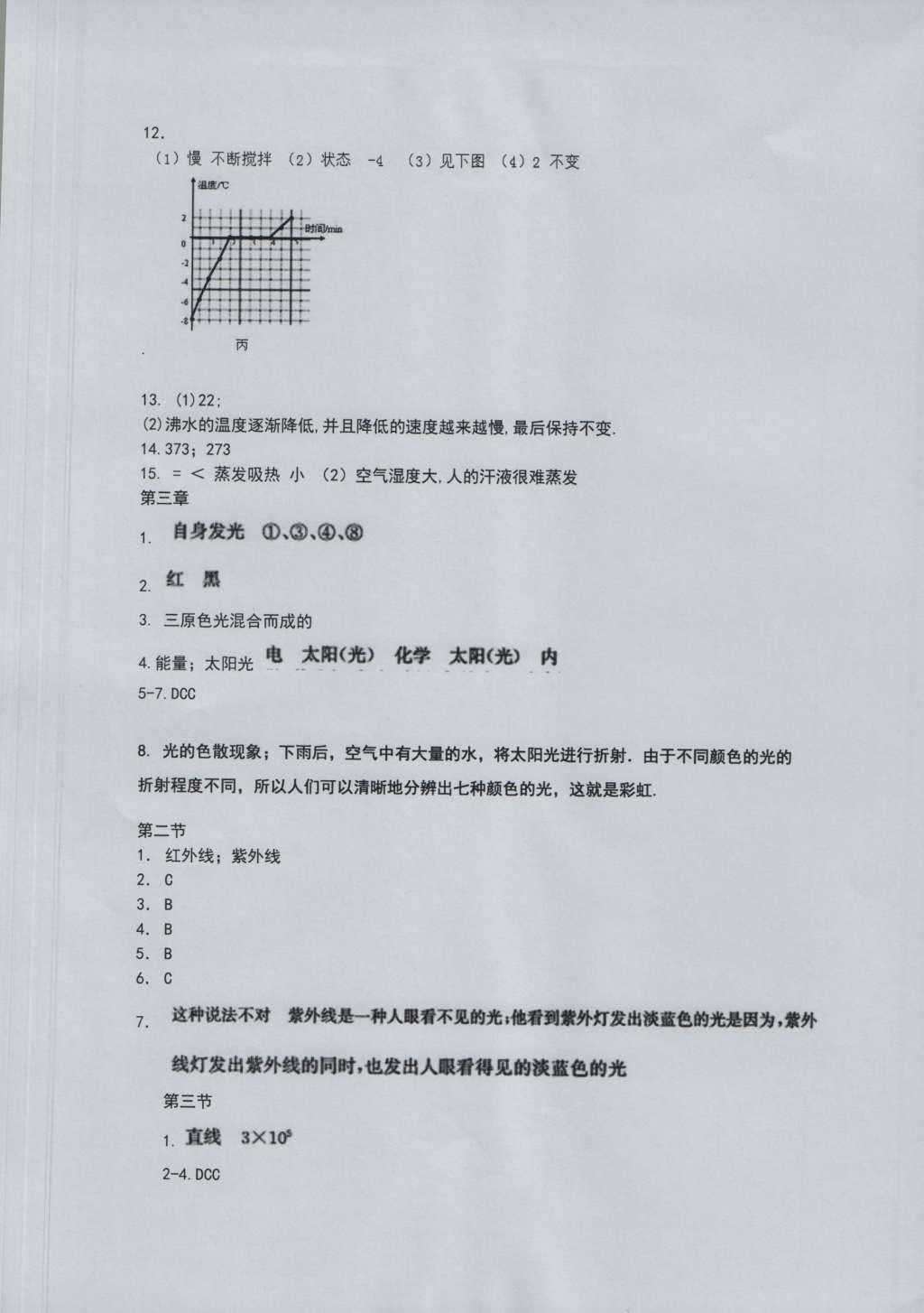 2016年物理補充習題八年級上冊蘇科版江蘇鳳凰科學技術(shù)出版社 參考答案第5頁