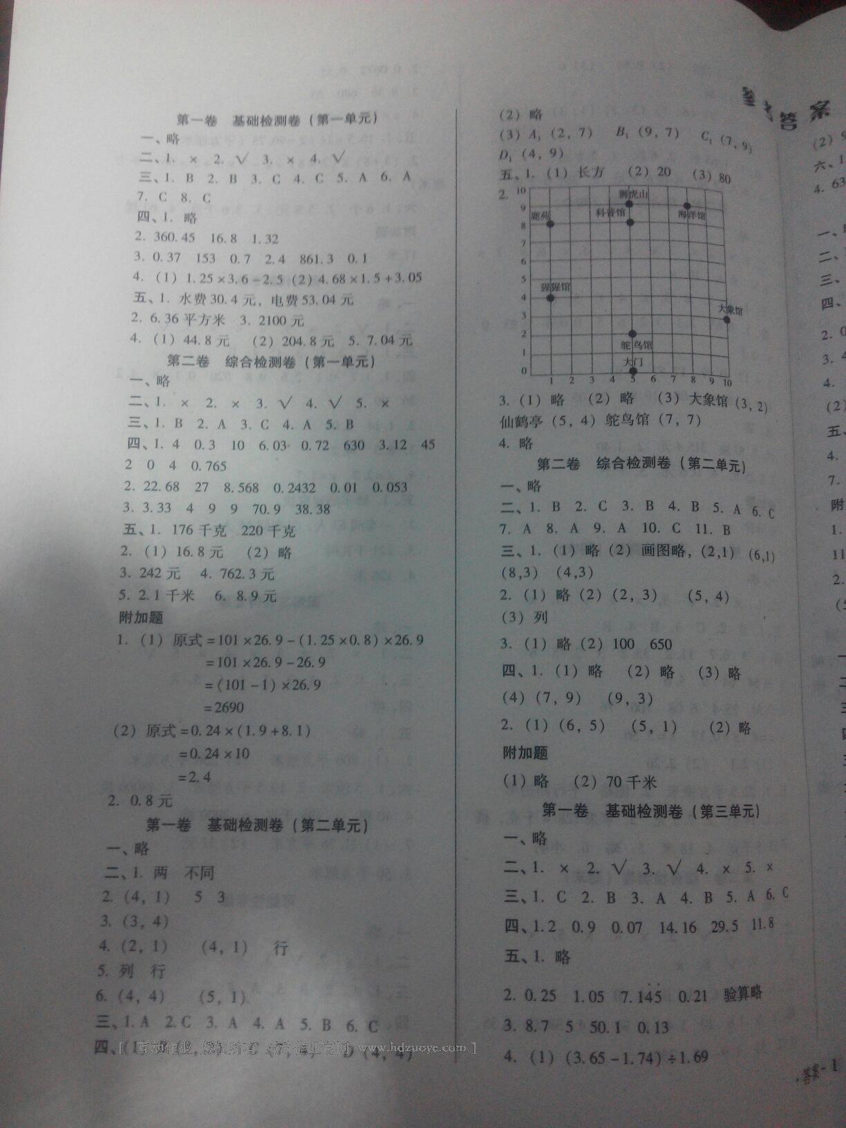 2016年单元检测卷五年级数学上册人教版 第5页