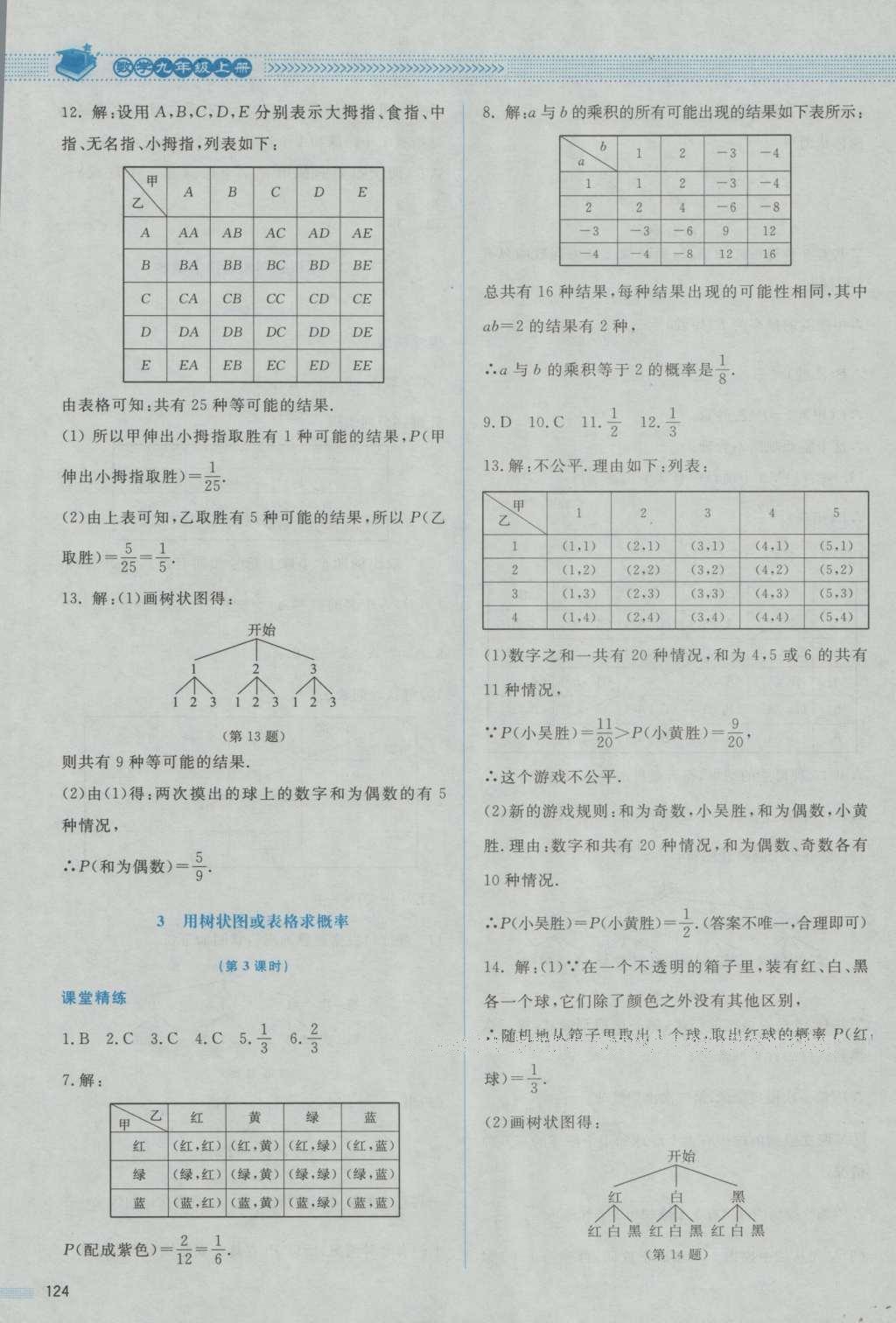 2016年課堂精練九年級(jí)數(shù)學(xué)上冊(cè)北師大版山西專版 參考答案第20頁