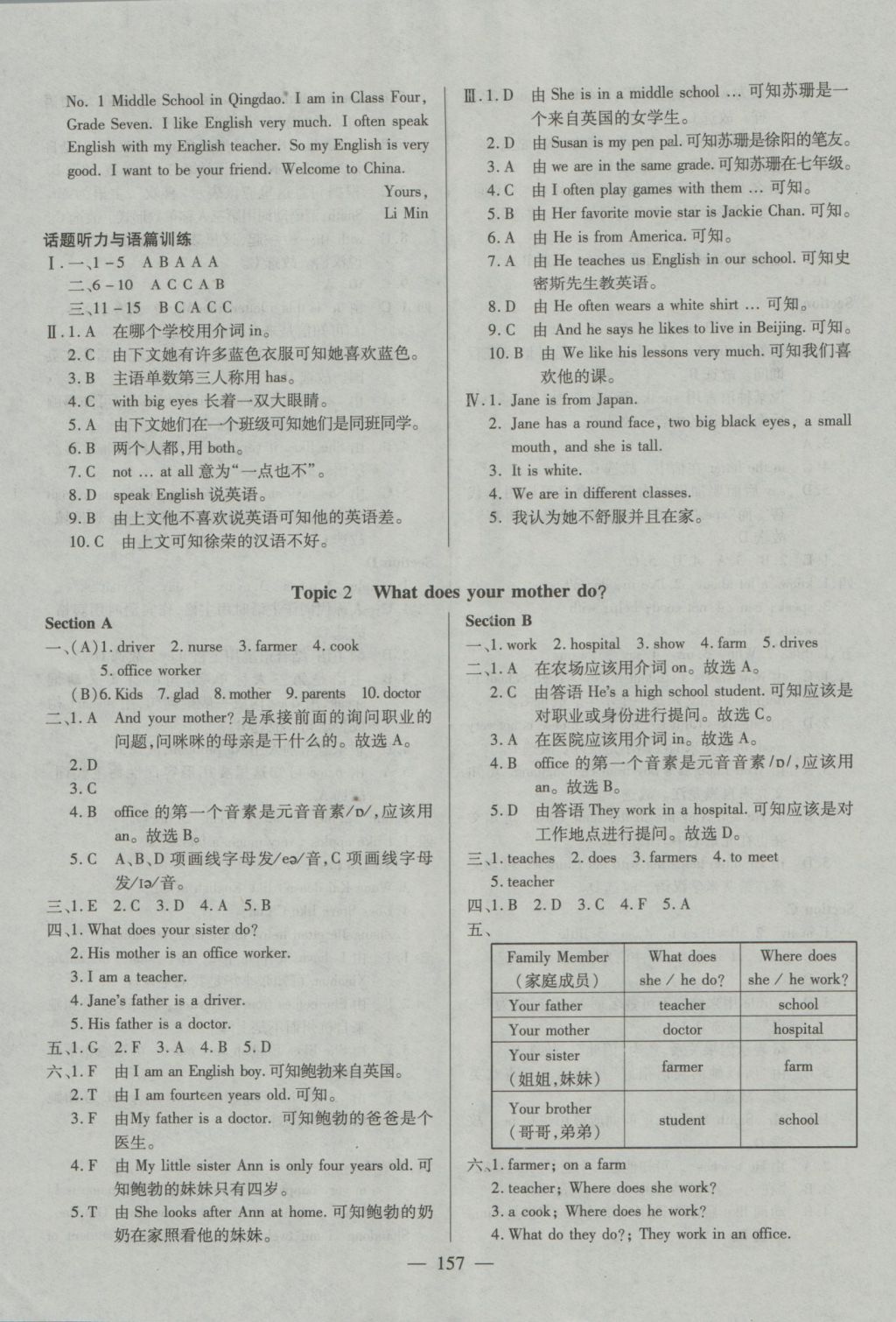 2016年仁愛英語同步練測考七年級上冊仁愛版 參考答案第19頁