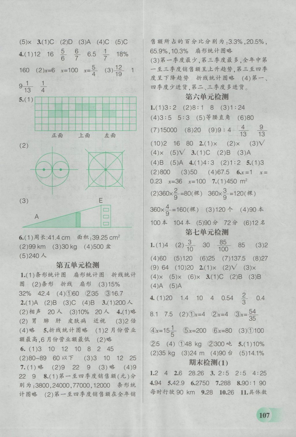 2016年自主学数学六年级上册北师大版 参考答案第8页