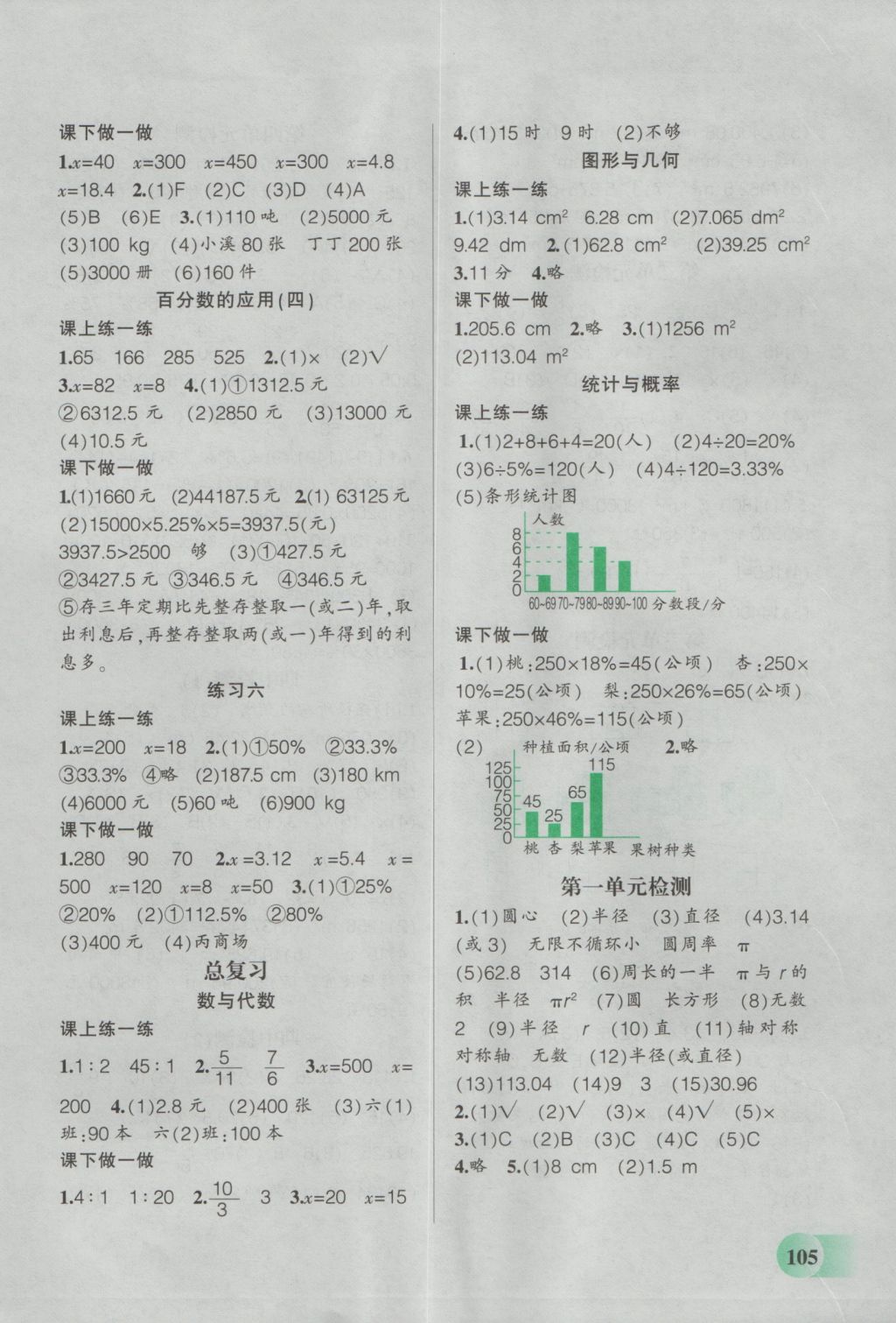 2016年自主学数学六年级上册北师大版 参考答案第6页