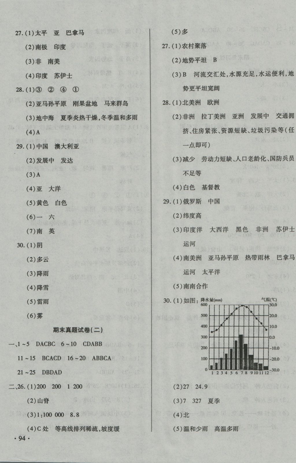 2016年ABC考王全程測(cè)評(píng)試卷七年級(jí)地理上冊(cè)湘教版 參考答案第7頁(yè)