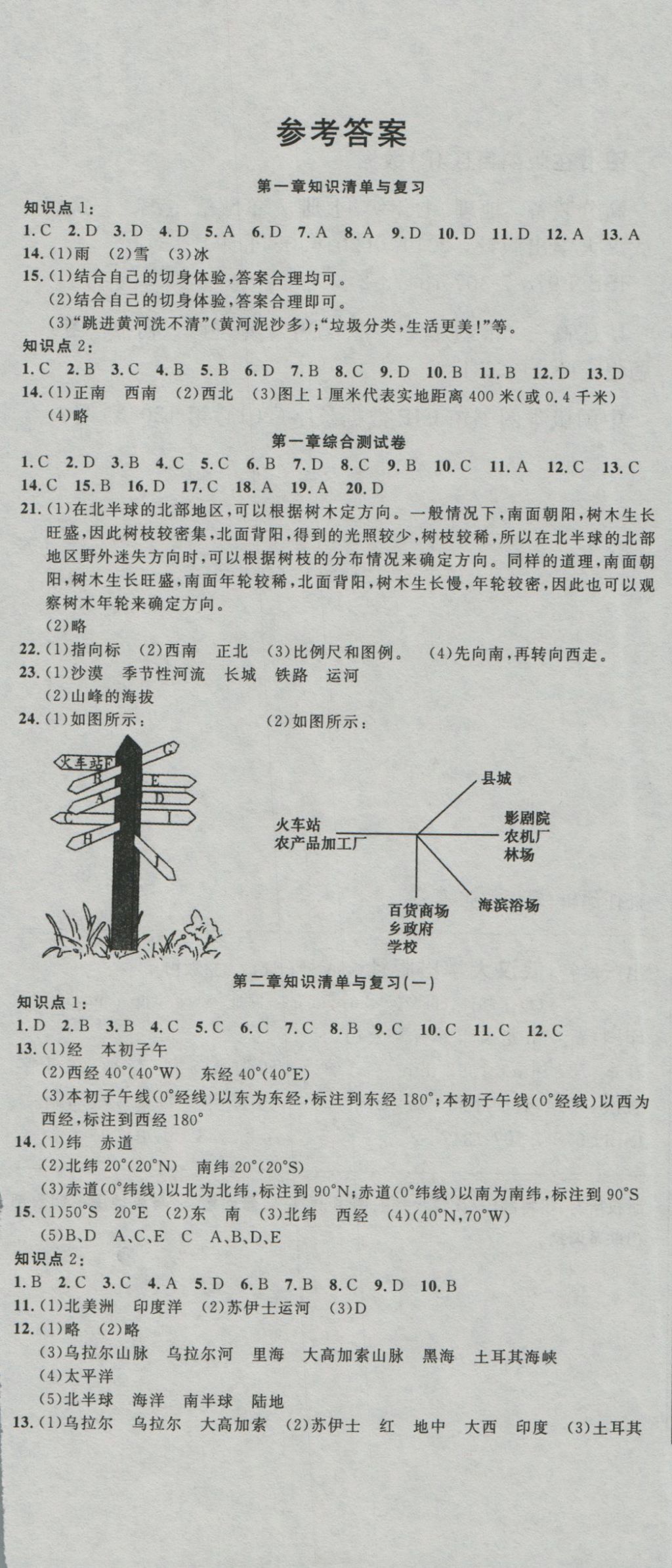 2016年高分装备复习与测试七年级地理上册湘教版 参考答案第1页