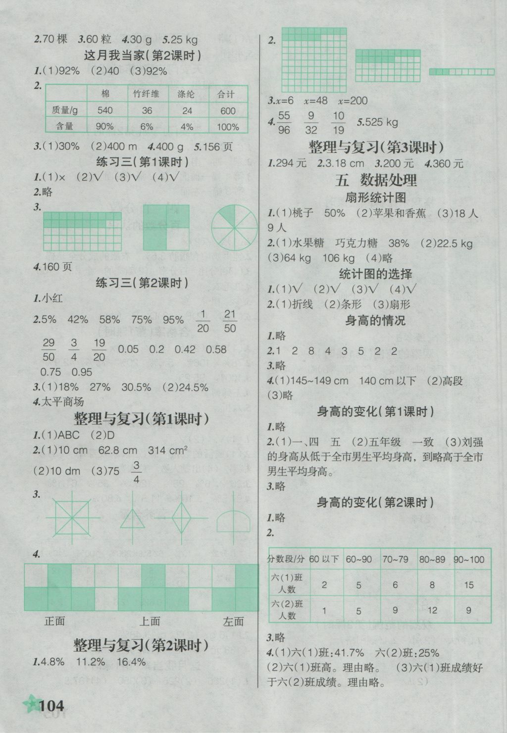 2016年自主學(xué)數(shù)學(xué)六年級上冊北師大版主編呂杰 參考答案第4頁