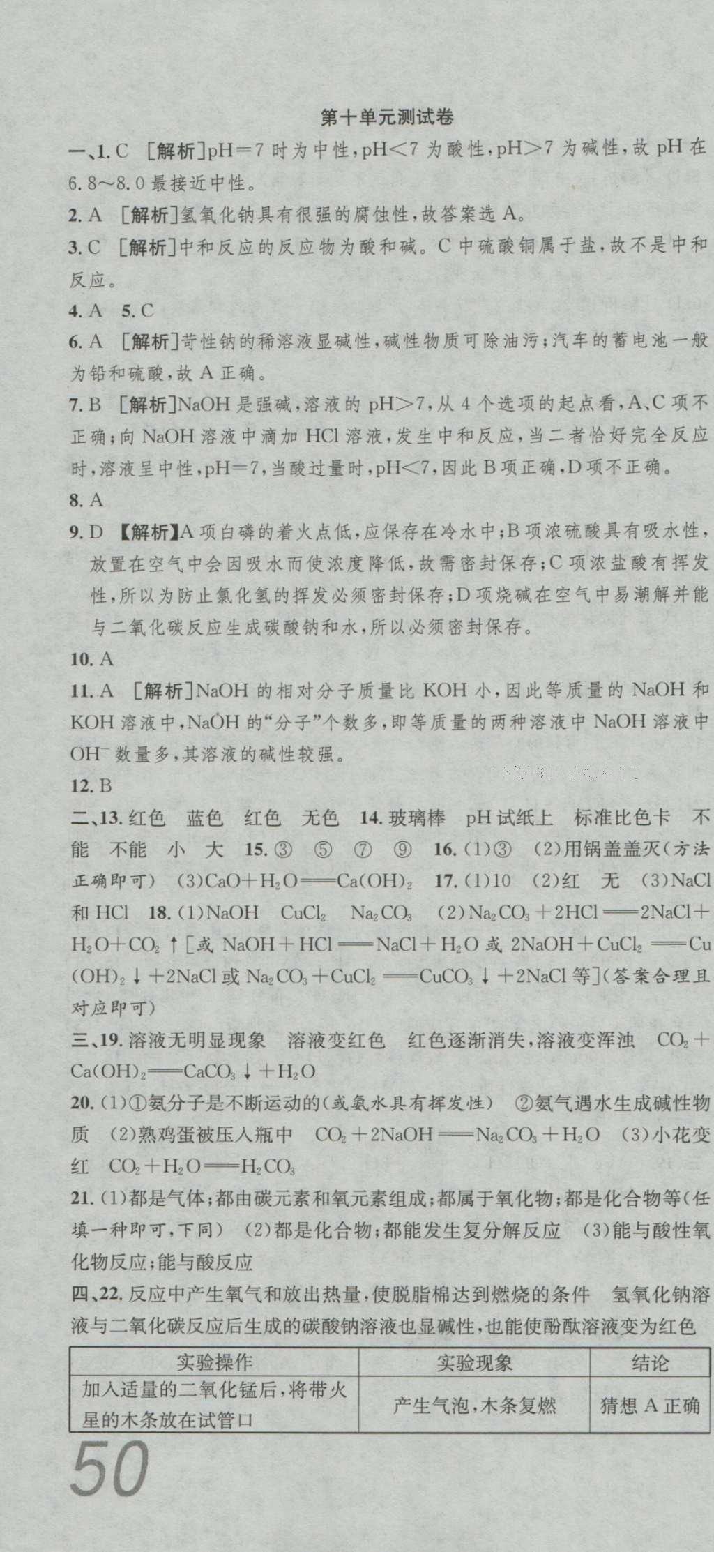 2016年高分裝備評優(yōu)卷九年級化學全一冊人教版 參考答案第16頁