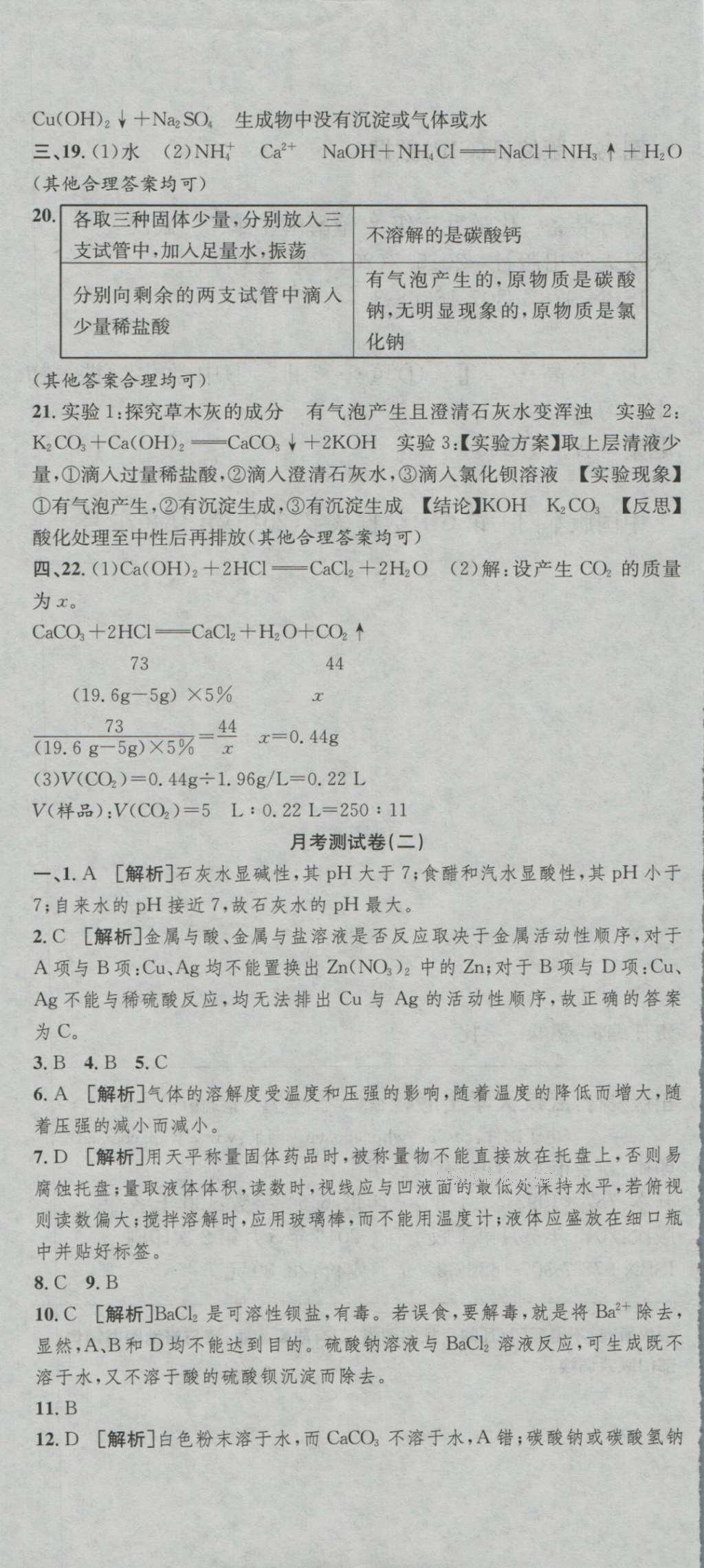 2016年高分裝備評優(yōu)卷九年級化學(xué)全一冊人教版 參考答案第19頁