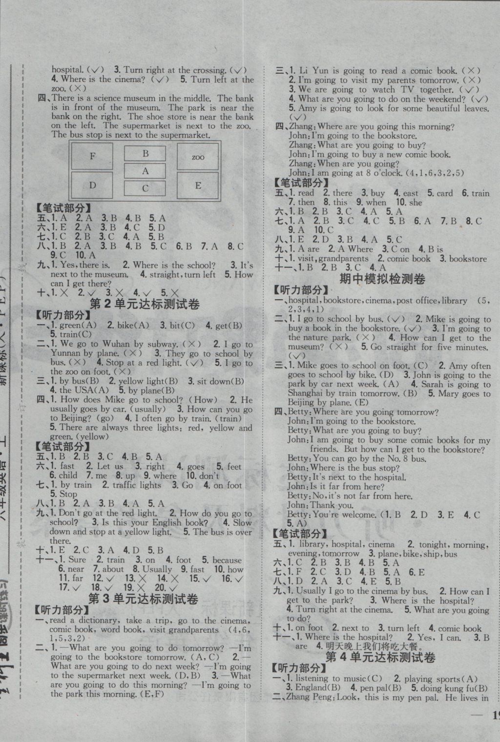 2016年全科王同步課時(shí)練習(xí)六年級(jí)英語(yǔ)上冊(cè)人教PEP版 參考答案第5頁(yè)
