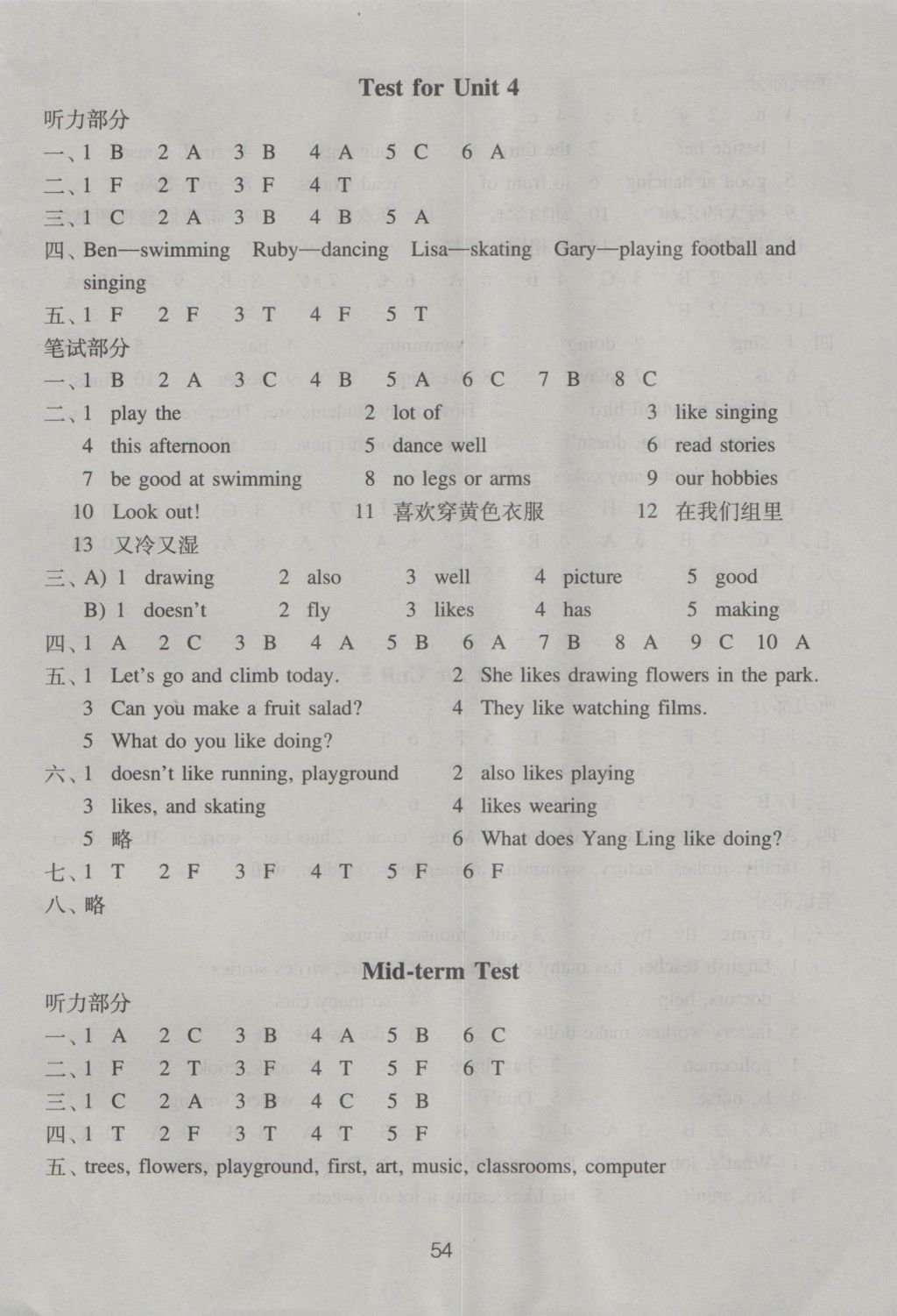 2016年課課練小學(xué)英語強化練習(xí)五年級上冊譯林版 參考答案第14頁