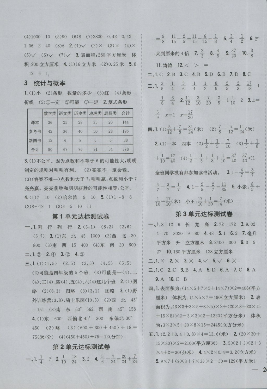 2016年全科王同步課時練習(xí)五年級數(shù)學(xué)上冊青島版 參考答案第7頁