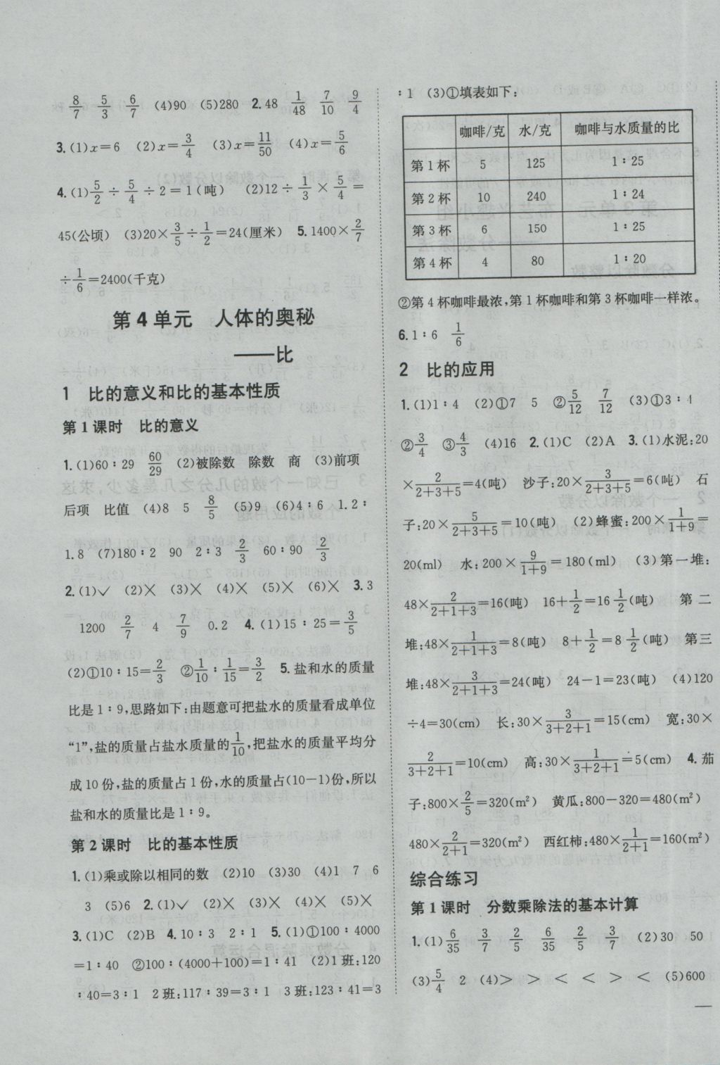 2016年全科王同步課時練習(xí)六年級數(shù)學(xué)上冊青島版 參考答案第3頁