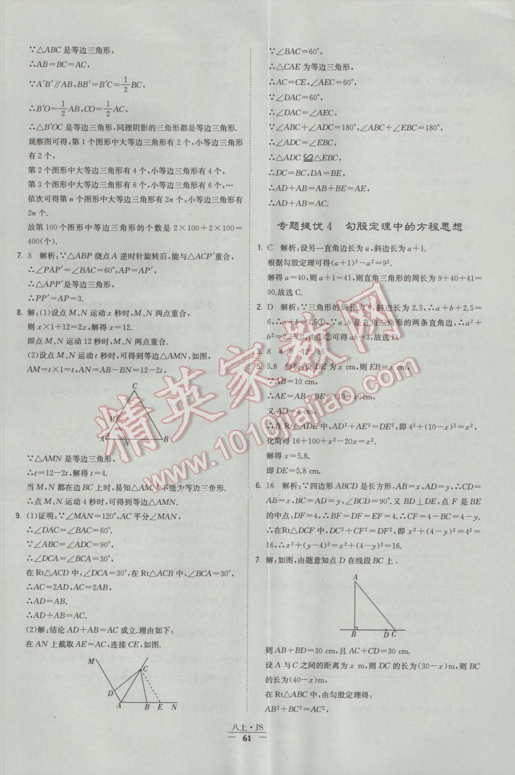 2016年经纶学典学霸八年级数学上册苏教版 参考答案第61页