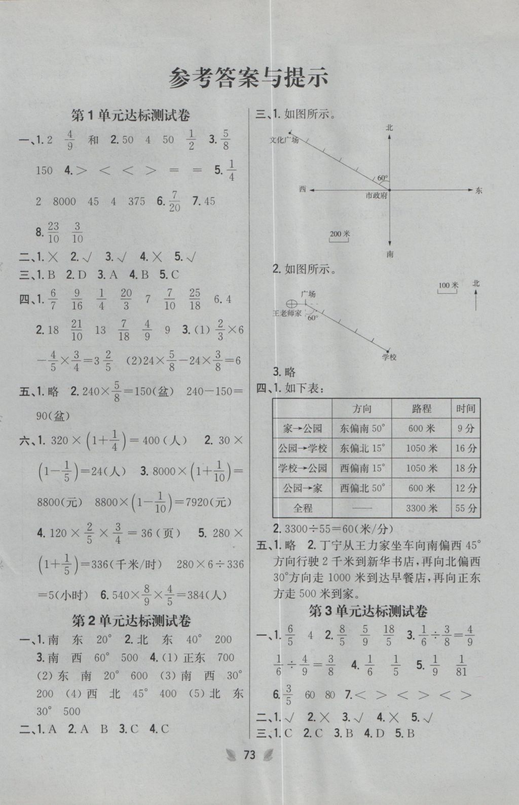 2016年小學(xué)教材完全考卷六年級(jí)數(shù)學(xué)上冊(cè)人教版 參考答案第1頁(yè)