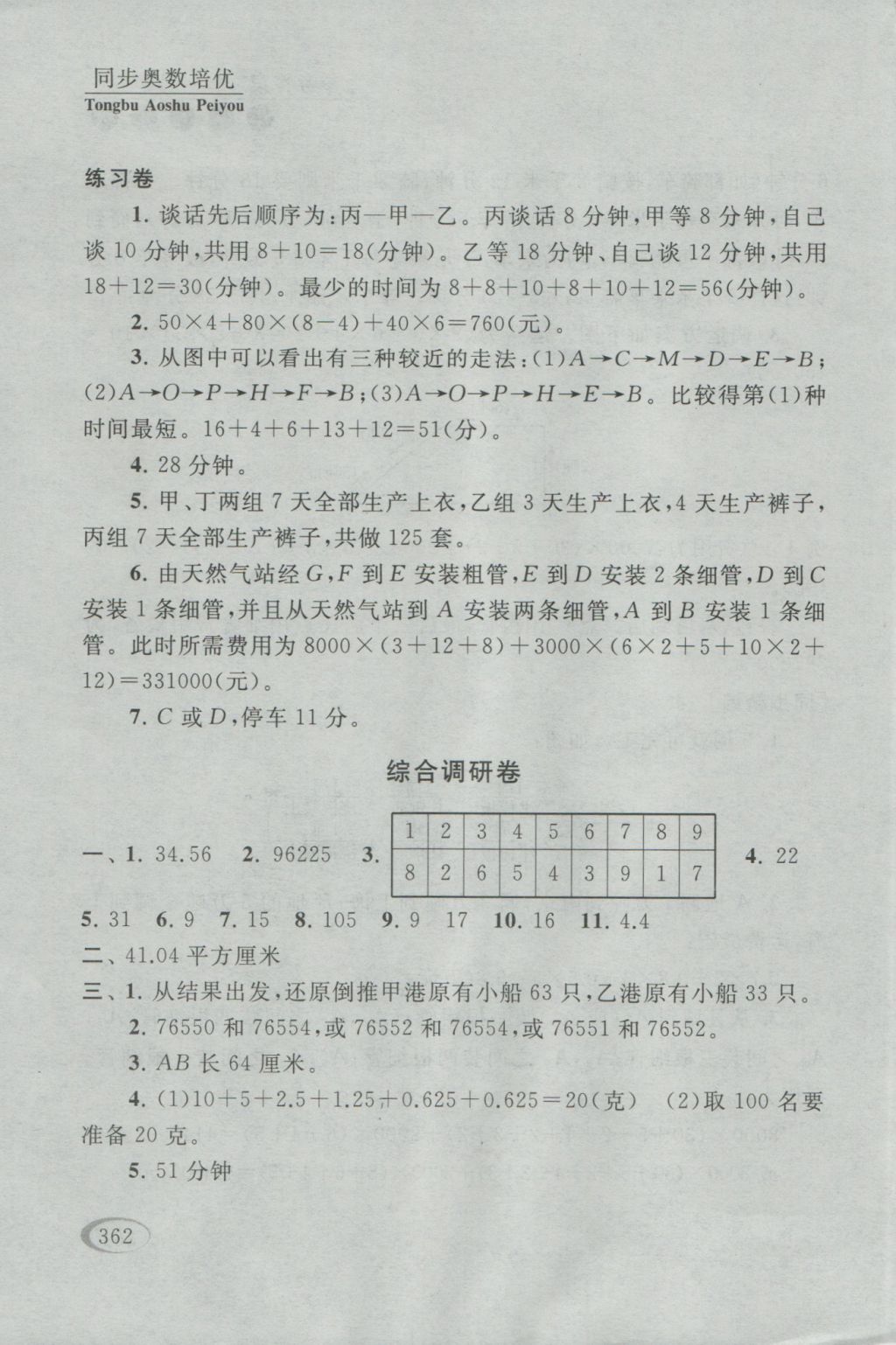 2016年同步奥数培优五年级江苏版 参考答案第96页