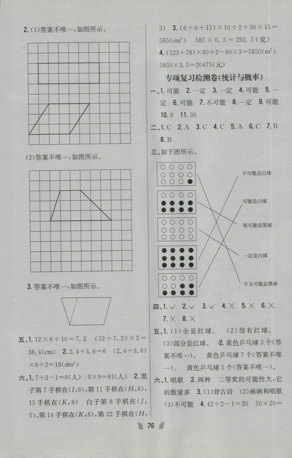 2016年小學(xué)教材完全考卷五年級(jí)數(shù)學(xué)上冊人教版 參考答案第8頁