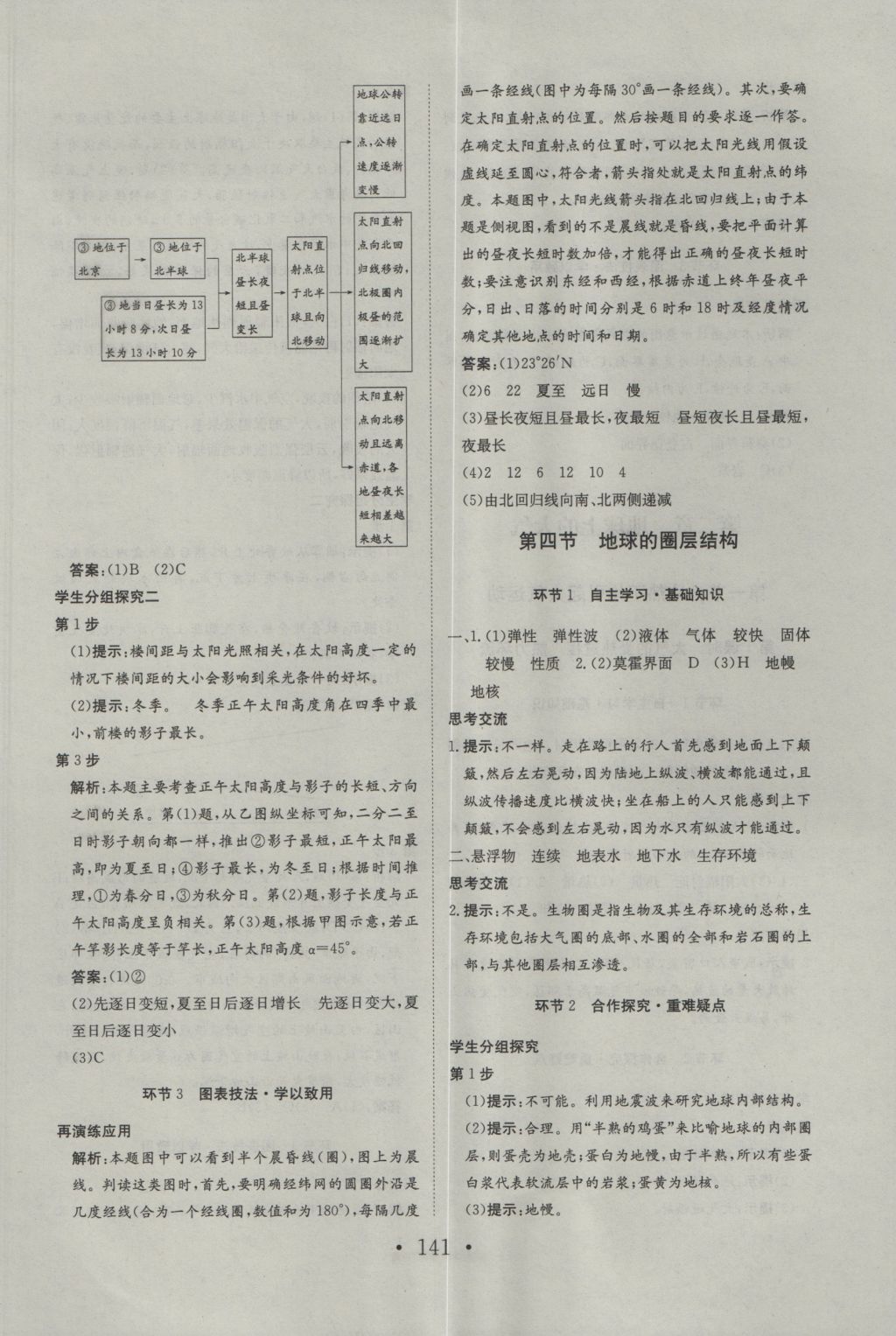 长江作业本同步练习册地理必修1人教版 参考答案第5页