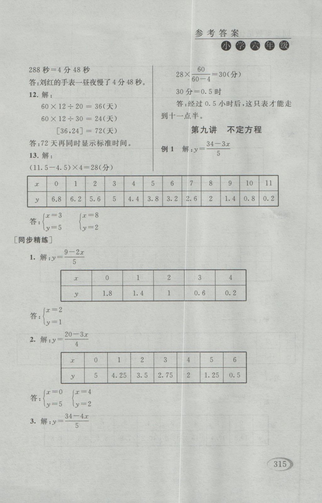 2016年同步奥数培优六年级江苏版 参考答案第63页