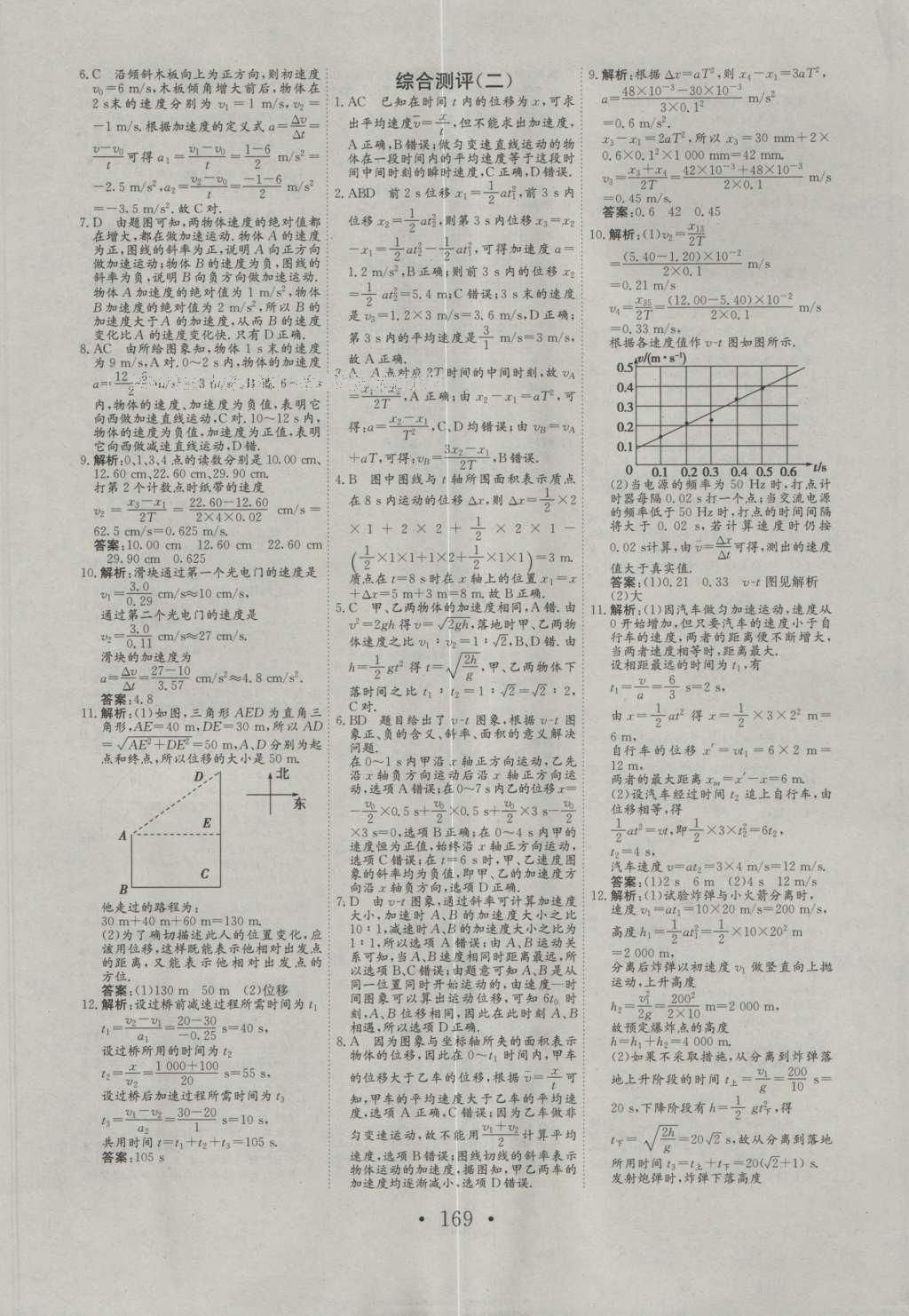 長江作業(yè)本同步練習(xí)冊物理必修1人教版 參考答案第17頁