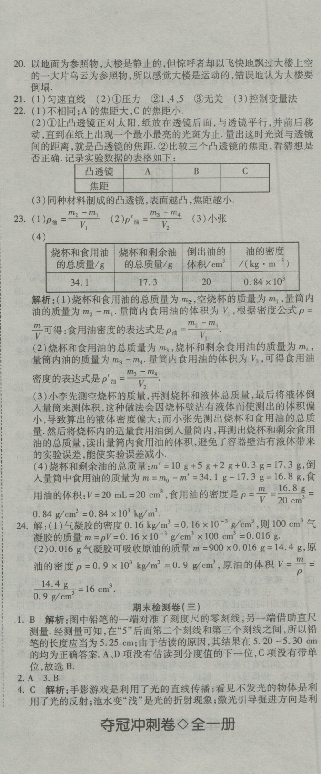 2016年奪冠沖刺卷八年級(jí)物理全一冊(cè)滬科版 參考答案第17頁(yè)