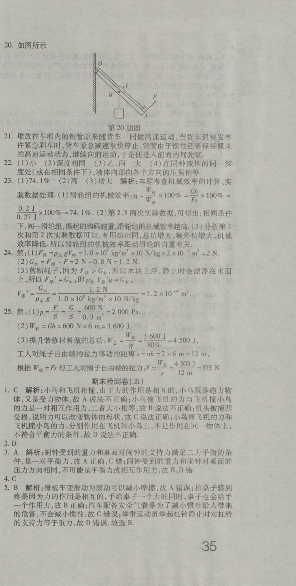 2016年奪冠沖刺卷八年級(jí)物理全一冊(cè)滬科版 參考答案第21頁(yè)