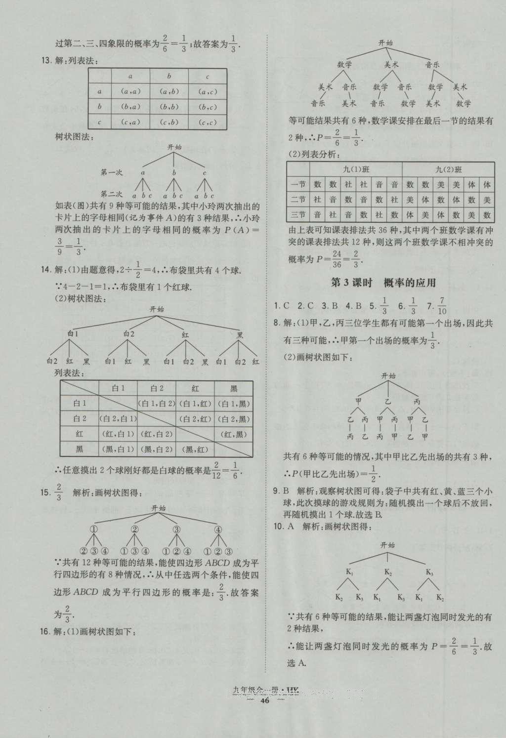 2016年經綸學典學霸九年級數學滬科版 參考答案第46頁