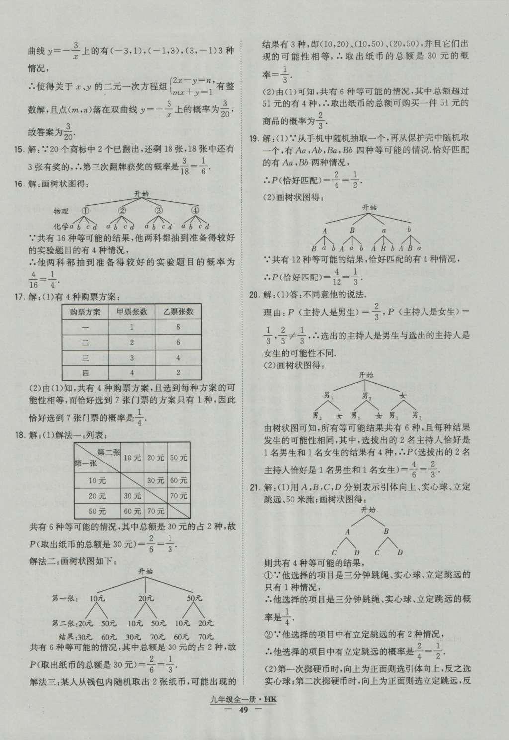 2016年經(jīng)綸學(xué)典學(xué)霸九年級(jí)數(shù)學(xué)滬科版 參考答案第49頁