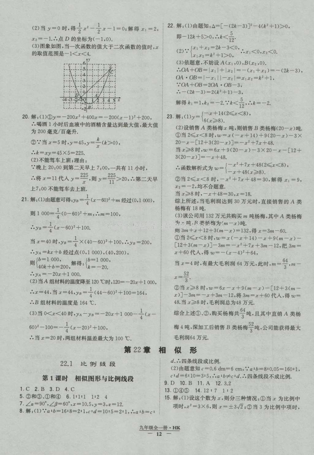 2016年经纶学典学霸九年级数学沪科版 参考答案第12页