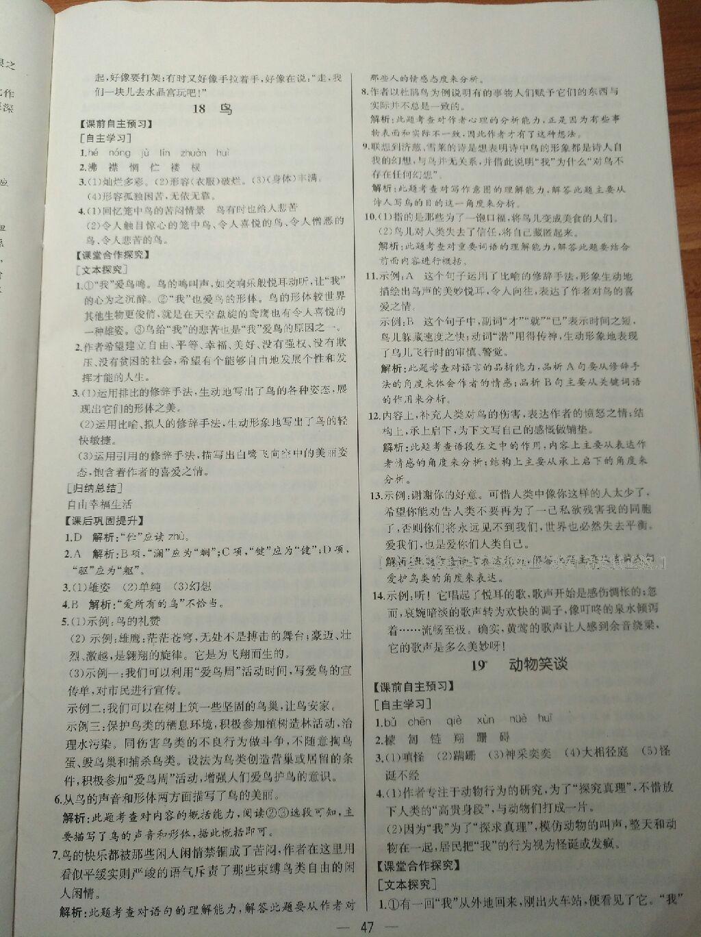 2016年同步導(dǎo)學(xué)案課時練七年級語文上冊人教版河北專版 第23頁