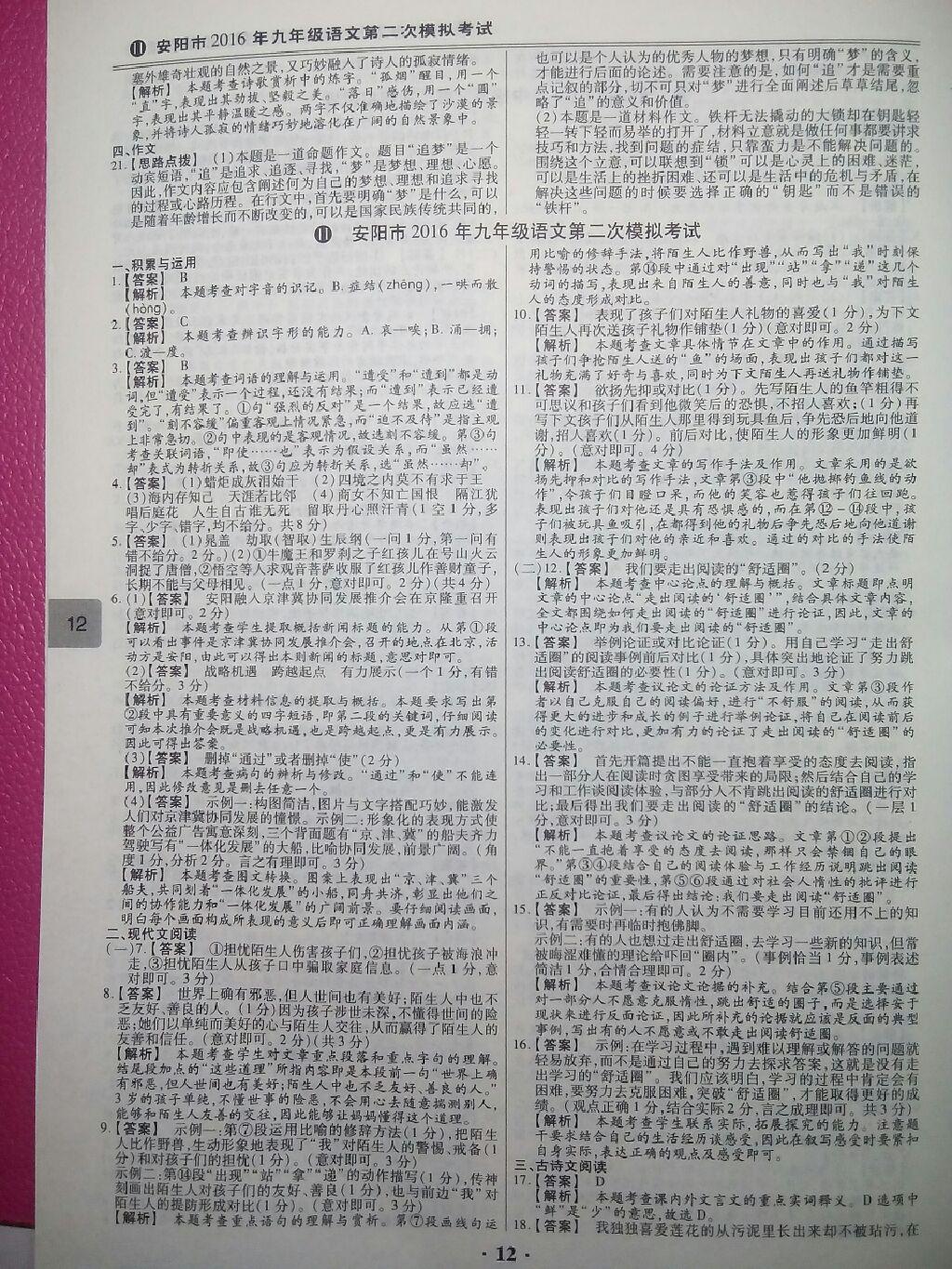 2017年鼎成教育河南中考模擬試卷精編巔峰31加2套語(yǔ)文 第17頁(yè)