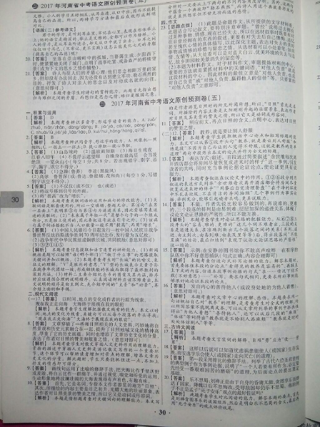 2017年鼎成教育河南中考模擬試卷精編巔峰31加2套語(yǔ)文 第40頁(yè)