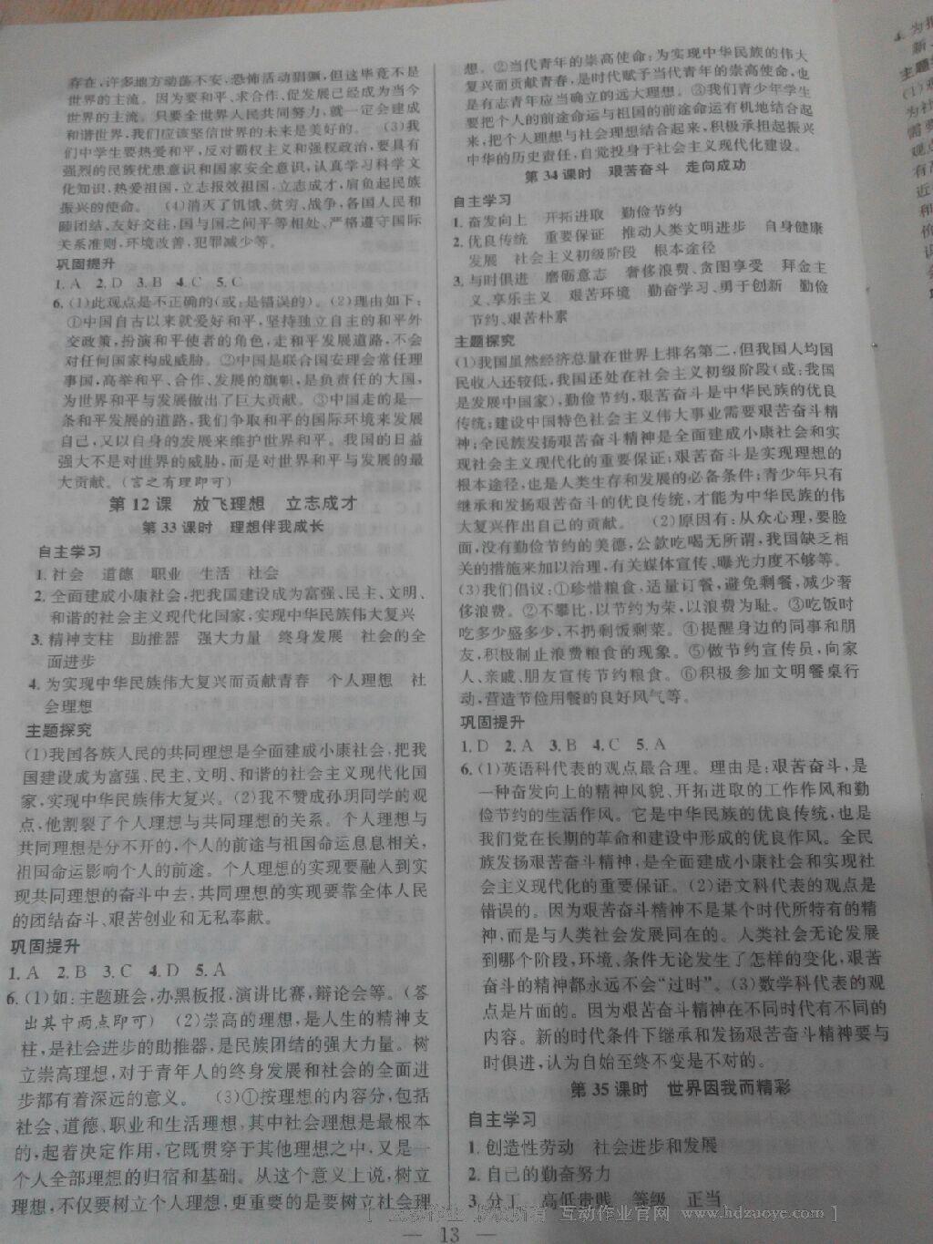 2016年金鑰匙課時學(xué)案作業(yè)本九年級思想品德全一冊江蘇版 第29頁