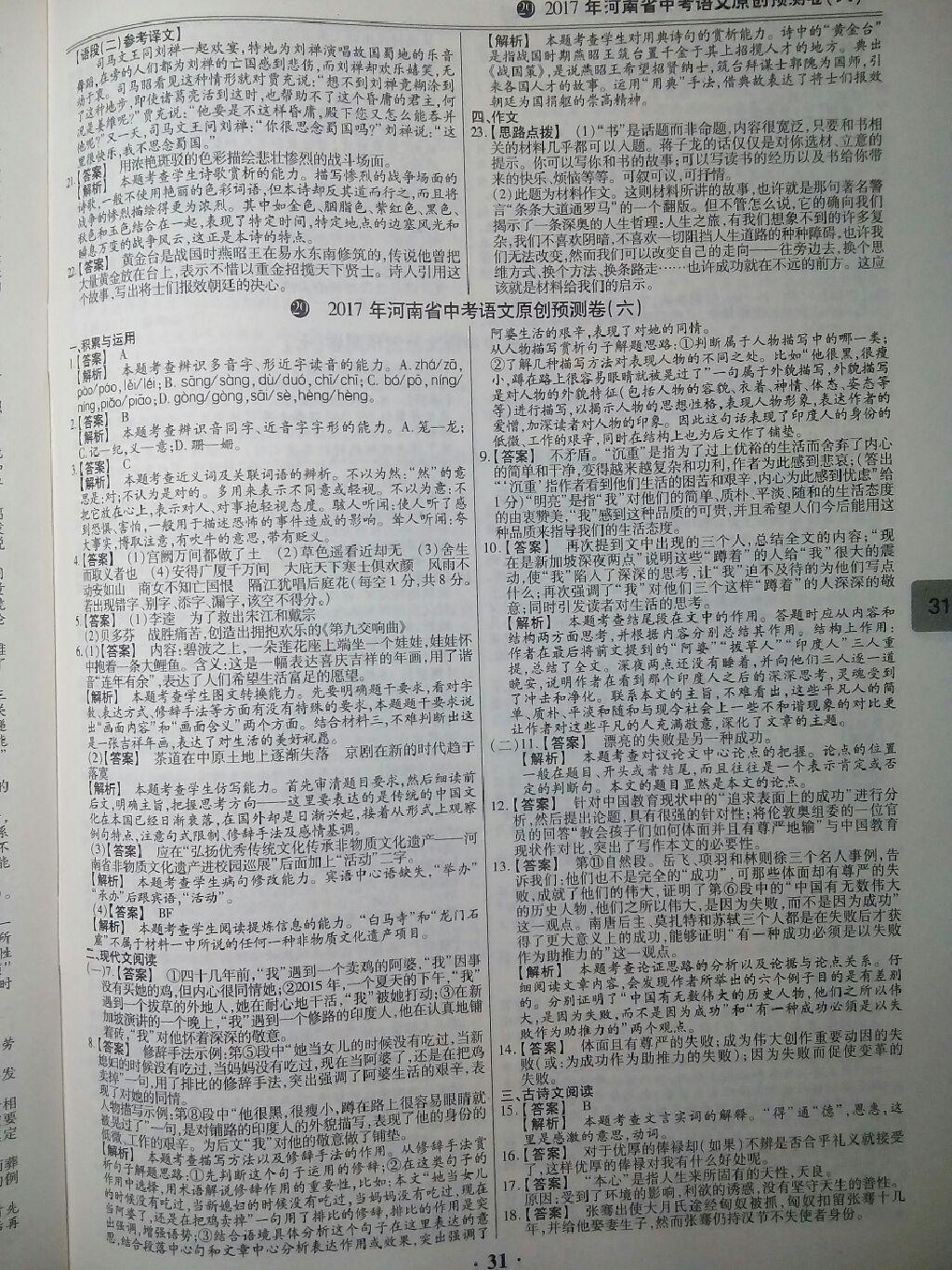 2017年鼎成教育河南中考模擬試卷精編巔峰31加2套語(yǔ)文 第41頁(yè)