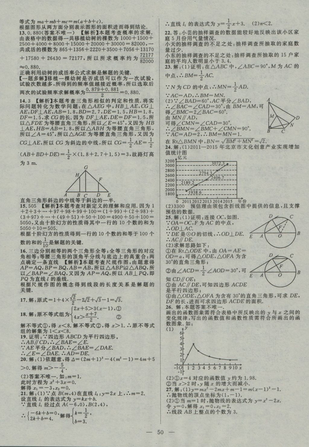 2017年智慧萬羽四川中考2016全國中考試題薈萃數(shù)學 參考答案第50頁