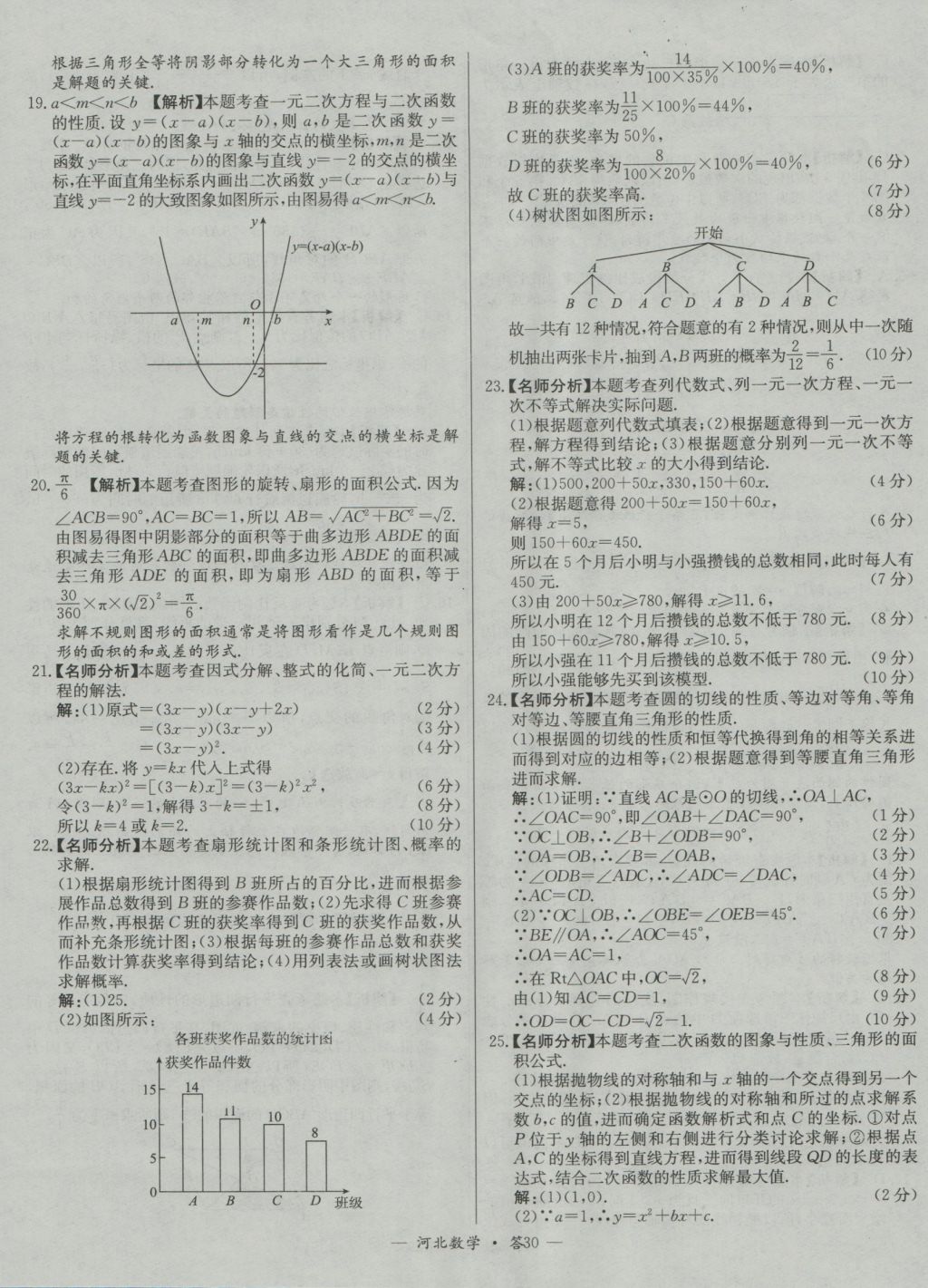 2017年天利38套河北省中考試題精選數(shù)學 參考答案第30頁