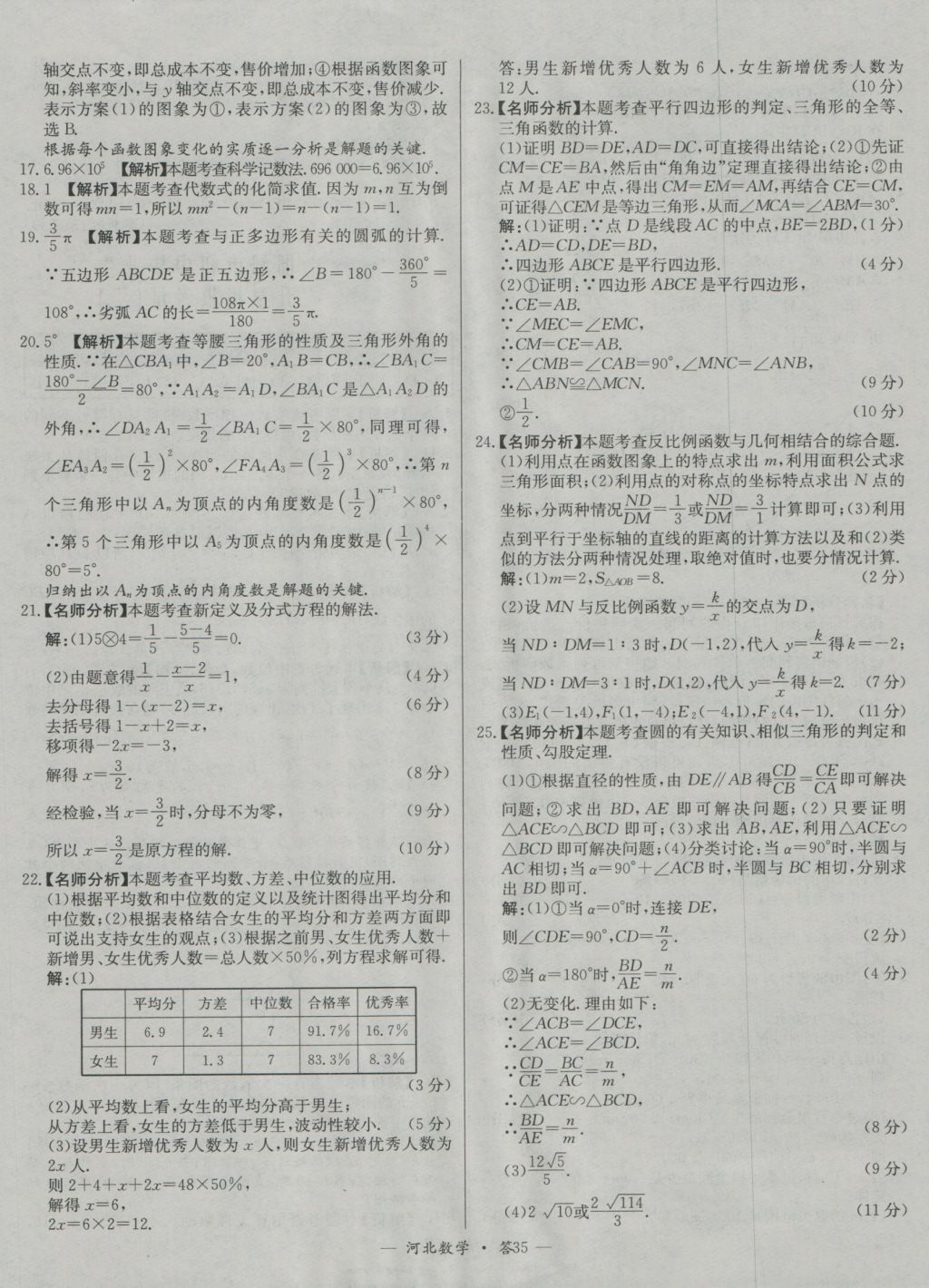 2017年天利38套河北省中考試題精選數(shù)學 參考答案第35頁