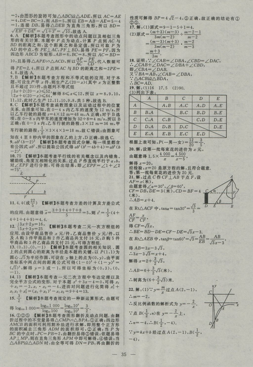 2017年智慧萬羽四川中考2016全國中考試題薈萃數(shù)學 參考答案第35頁