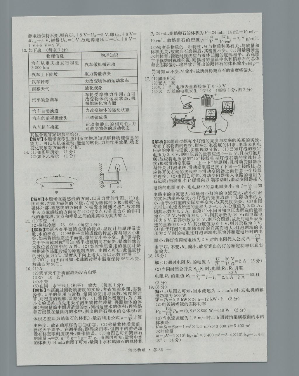 2017年天利38套河北省中考試題精選物理 參考答案第36頁