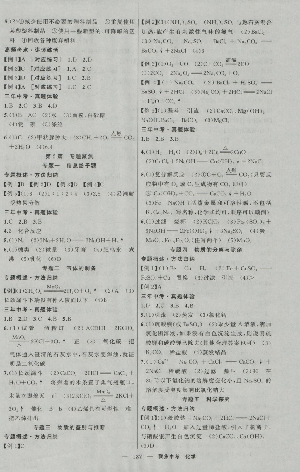 2017年聚焦中考化学 参考答案第10页