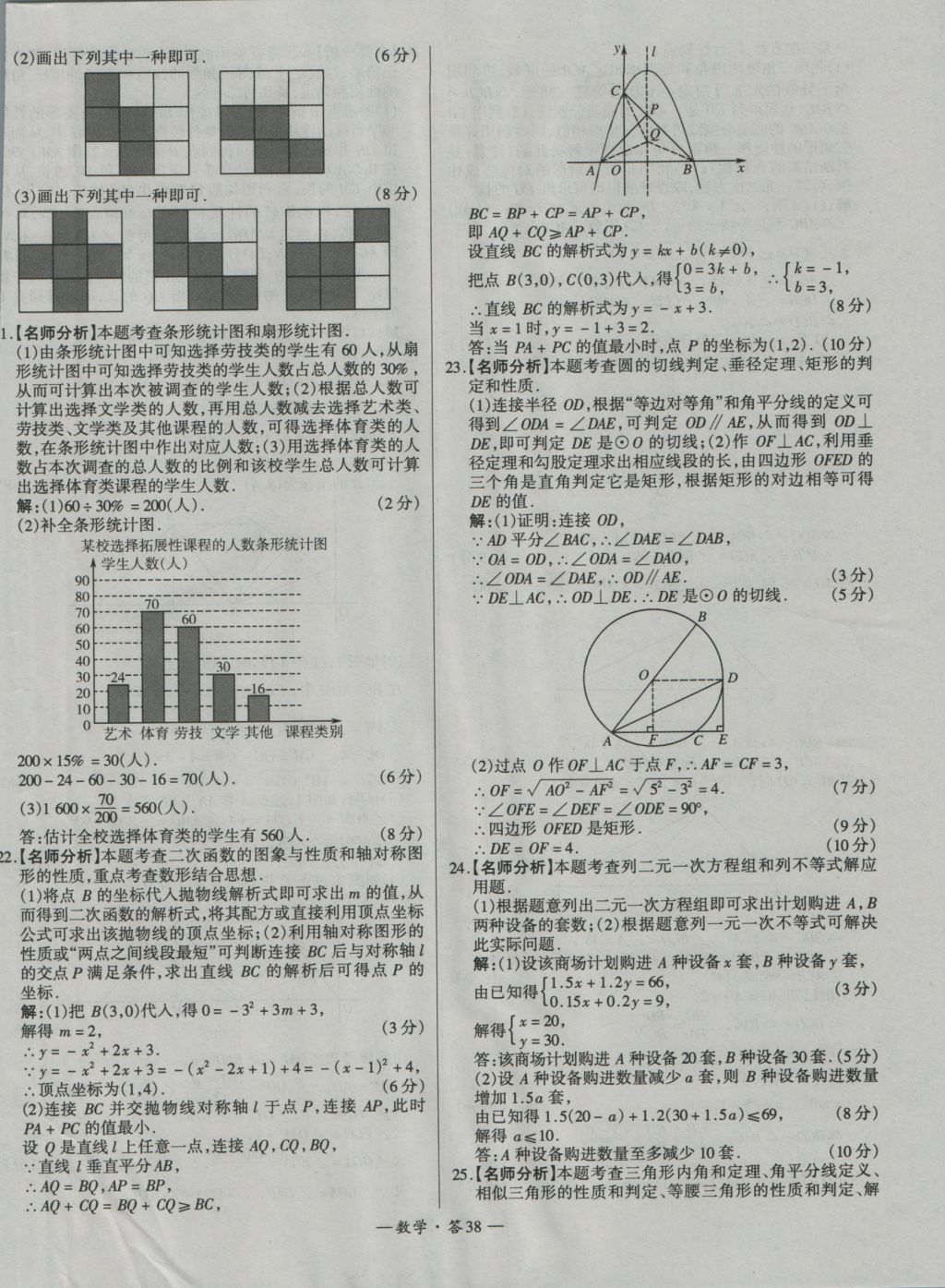 2017年天利38套新課標(biāo)全國(guó)中考試題精選數(shù)學(xué)精華版 參考答案第38頁(yè)