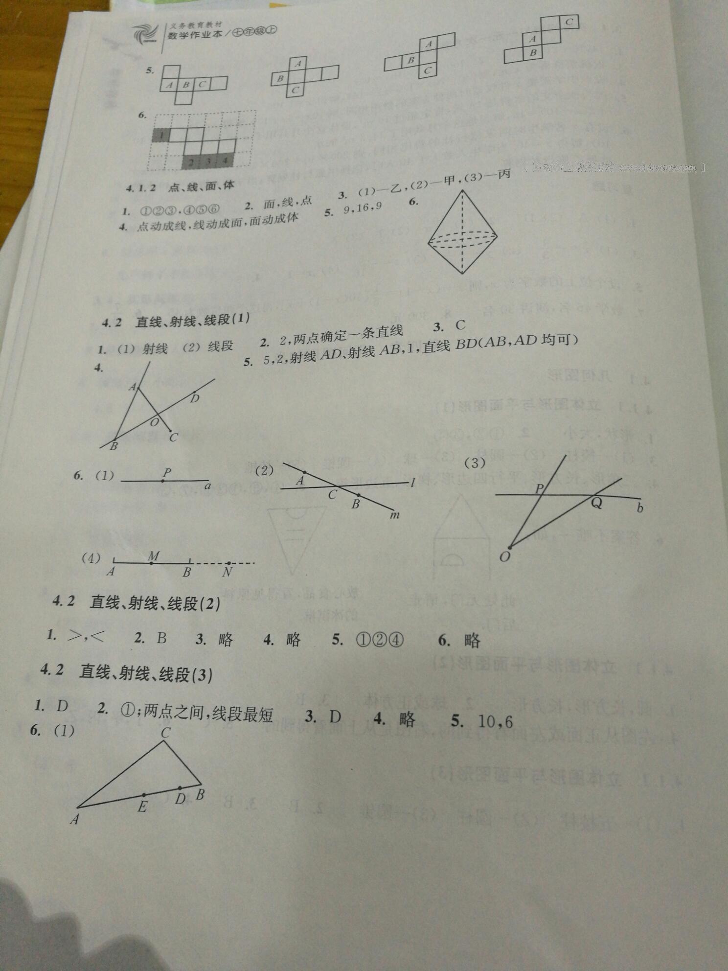 2016年作业本七年级数学上册人教版浙江教育出版社 第10页