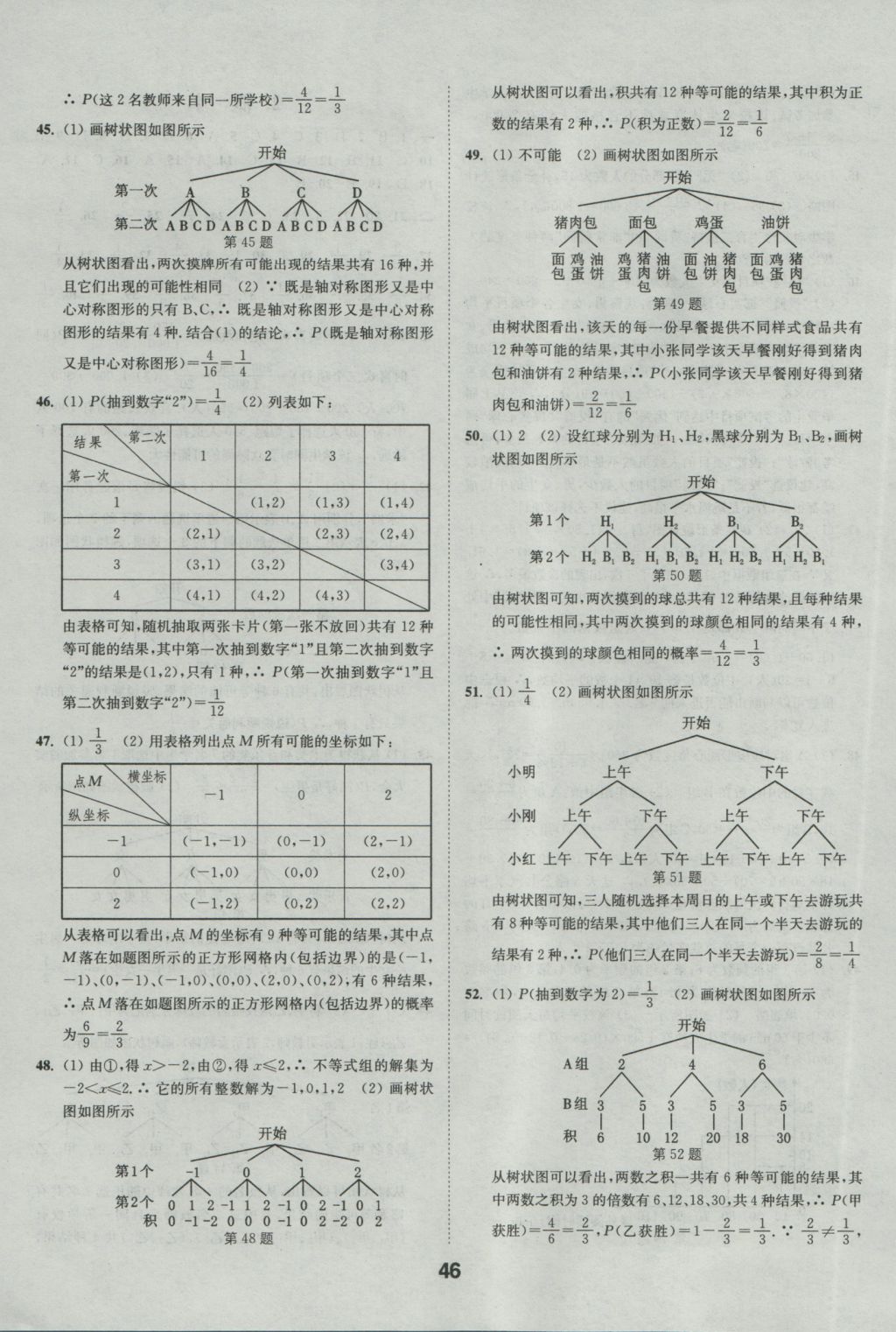 2017年通城學典全國中考試題分類精粹數學 參考答案第46頁