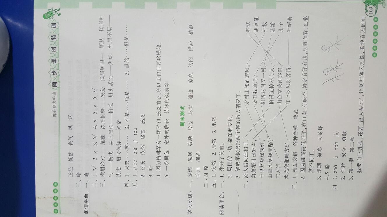 2016年浙江新课程三维目标测评同步课时特训三年级语文上册人教版 第15页