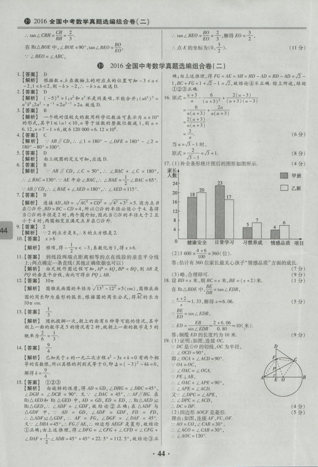 2017年鼎成教育河南中考模擬試卷精編巔峰31加2套數(shù)學(xué) 參考答案第46頁