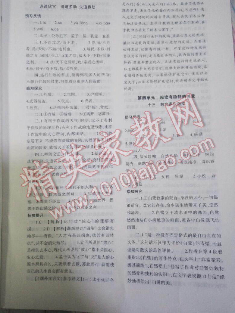 2016年基礎(chǔ)訓(xùn)練九年級語文全一冊蘇教版大象出版社 第13頁