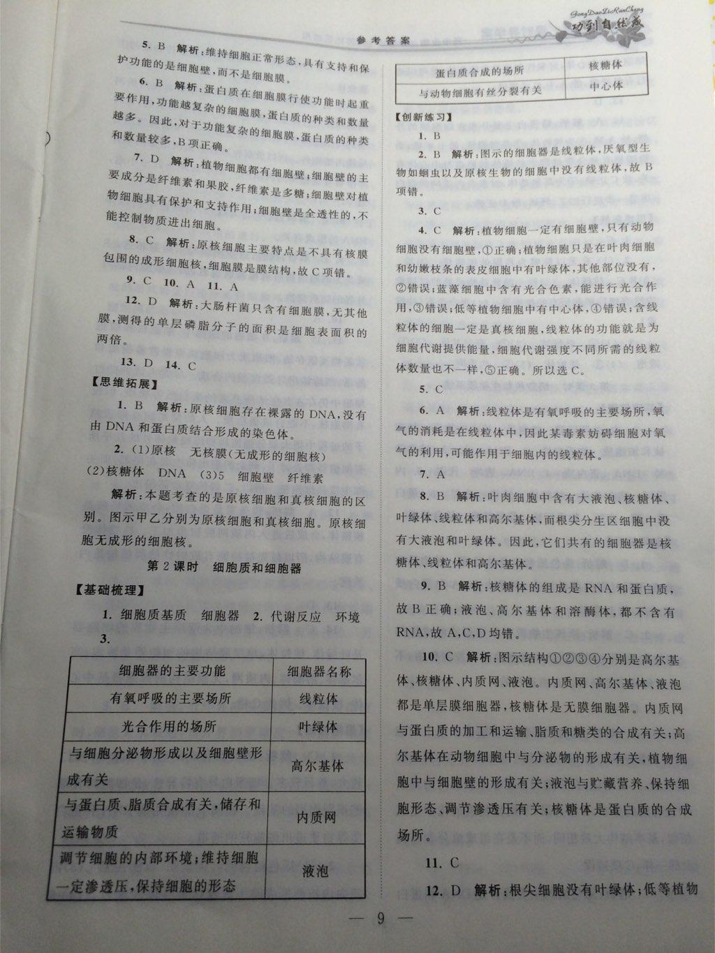 功到自然成課時(shí)導(dǎo)學(xué)案高中生物必修1江蘇地區(qū)適用 第9頁(yè)