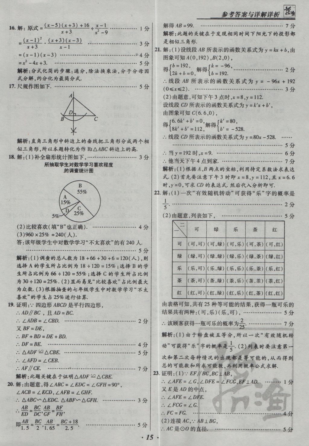 2017年授之以漁全國各省市中考試題精選數(shù)學(xué) 參考答案第15頁