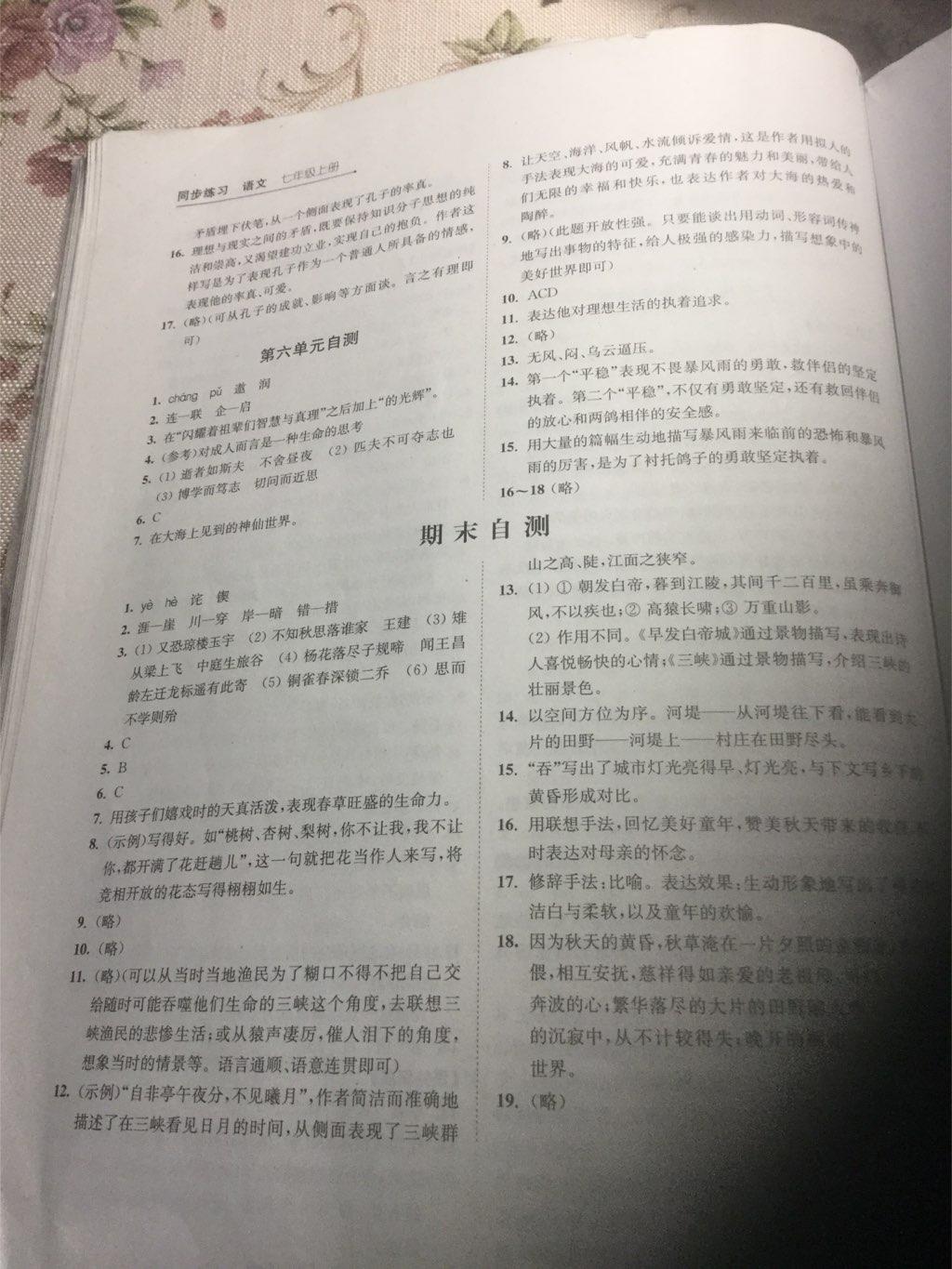 2016年同步練習七年級語文上冊蘇教版江蘇鳳凰科學技術出版社 第30頁