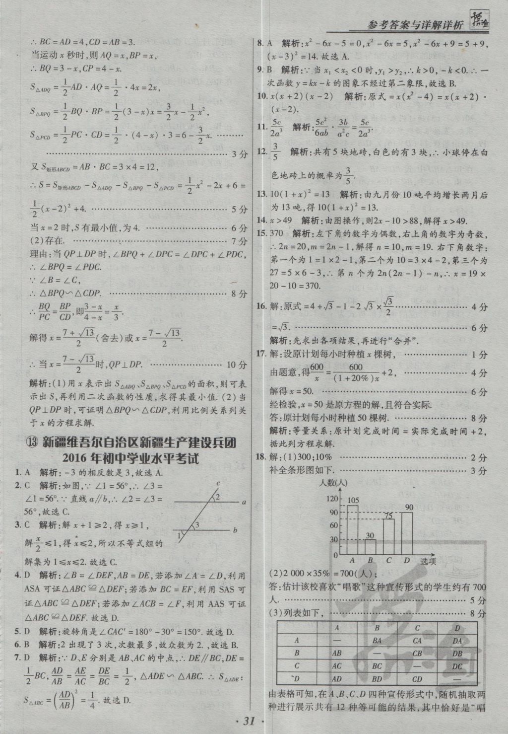 2017年授之以漁全國各省市中考試題精選數(shù)學(xué) 參考答案第31頁