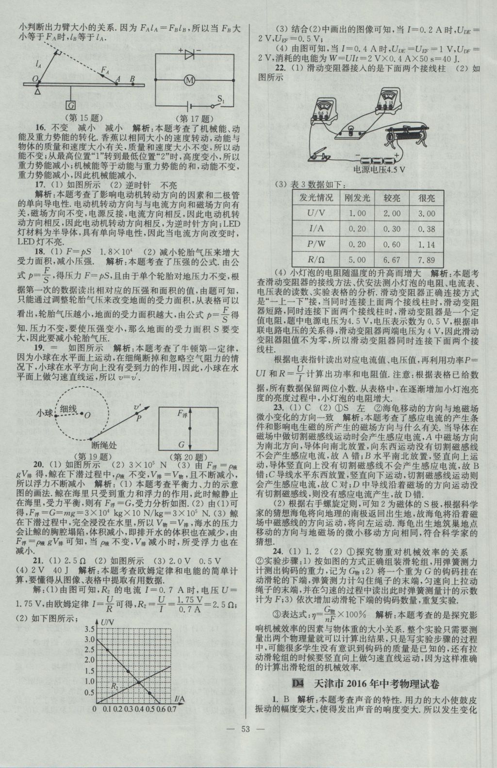 2017年壹學教育江蘇13大市中考28套卷物理 參考答案第53頁