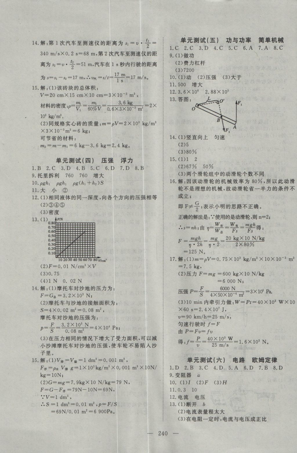 2017年351高效課堂導(dǎo)學(xué)案中考總復(fù)習(xí)物理A版 參考答案第29頁(yè)